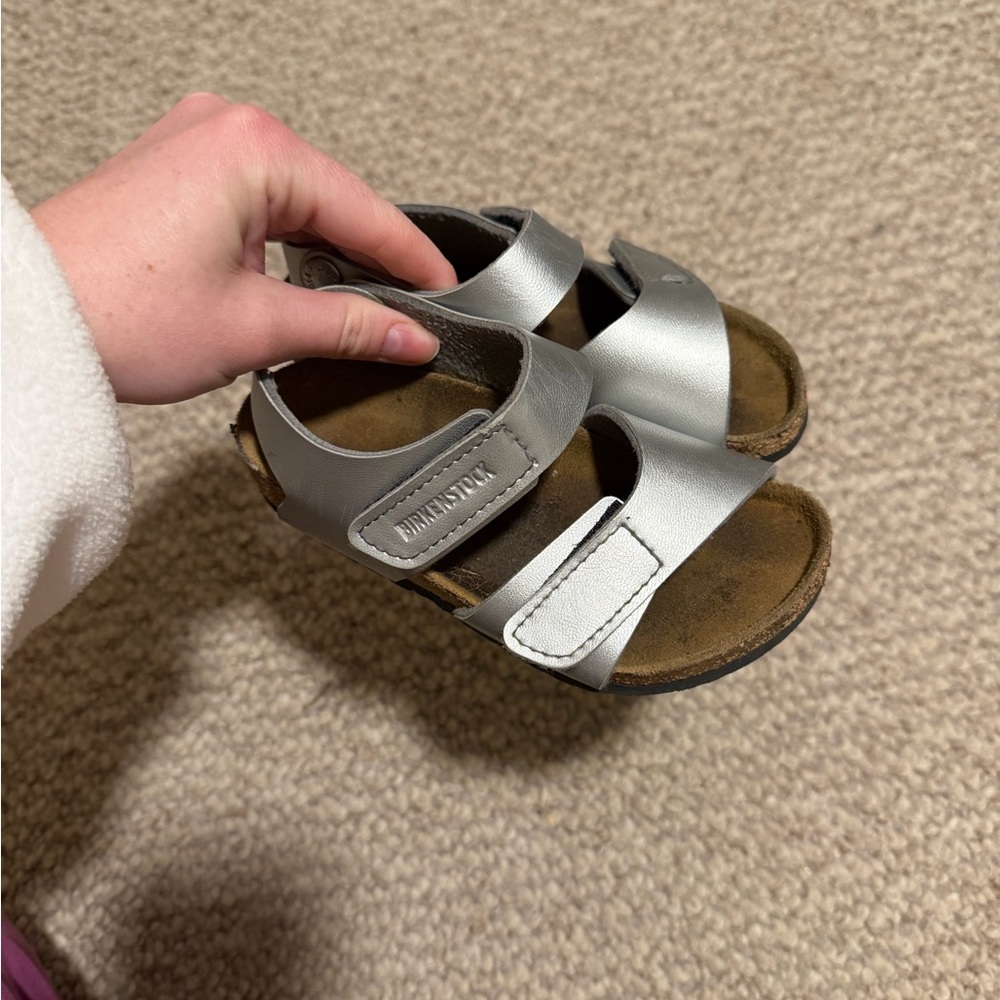 Birkenstock Kids Metallic Silver Sandals